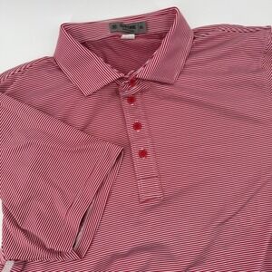 G/FORE Mens XL Red White Micro Stripe Performance Golf Polo Short Sleeve Shirt